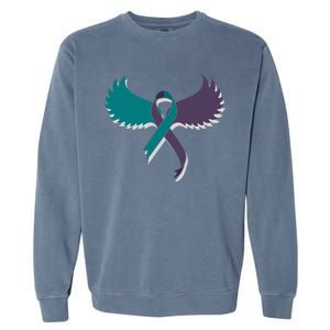 Suicide Prevention Angle Wings Awareness Ribbon Garment-Dyed Sweatshirt