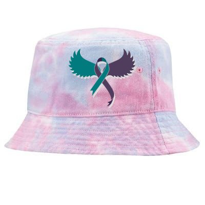 Suicide Prevention Angle Wings Awareness Ribbon Tie-Dyed Bucket Hat