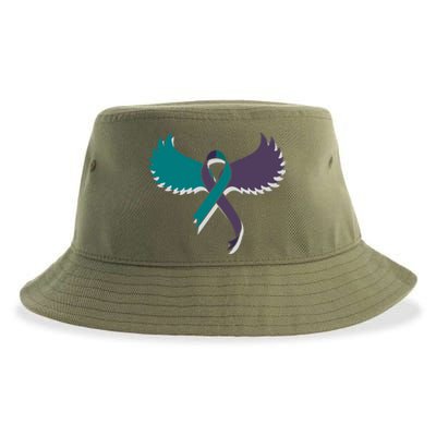 Suicide Prevention Angle Wings Awareness Ribbon Sustainable Bucket Hat