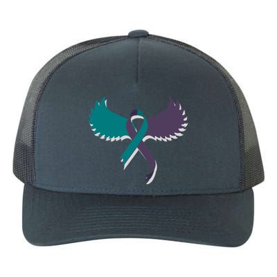 Suicide Prevention Angle Wings Awareness Ribbon Yupoong Adult 5-Panel Trucker Hat