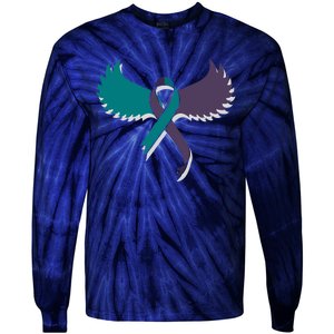 Suicide Prevention Angle Wings Awareness Ribbon Tie-Dye Long Sleeve Shirt