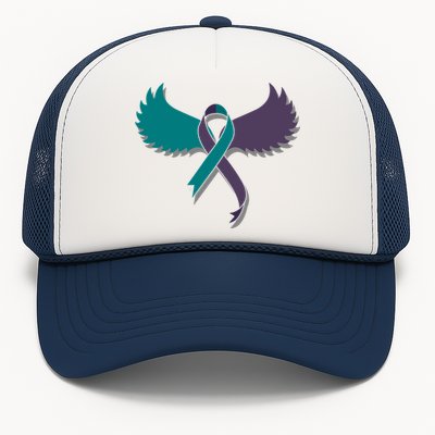 Suicide Prevention Angle Wings Awareness Ribbon Trucker Hat