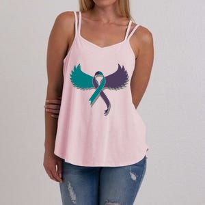 Suicide Prevention Angle Wings Awareness Ribbon Women's Strappy Tank