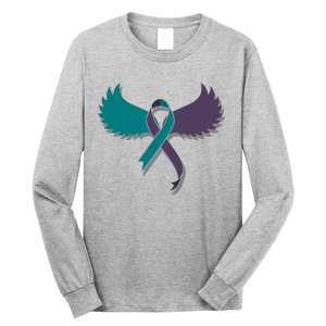 Suicide Prevention Angle Wings Awareness Ribbon Long Sleeve Shirt