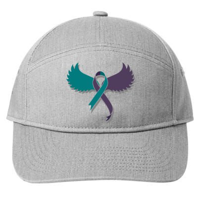 Suicide Prevention Angle Wings Awareness Ribbon 7-Panel Snapback Hat