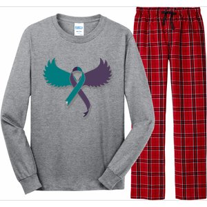 Suicide Prevention Angle Wings Awareness Ribbon Long Sleeve Pajama Set