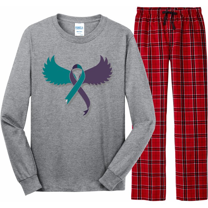 Suicide Prevention Angle Wings Awareness Ribbon Long Sleeve Pajama Set