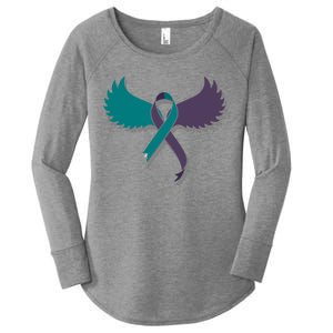 Suicide Prevention Angle Wings Awareness Ribbon Women's Perfect Tri Tunic Long Sleeve Shirt