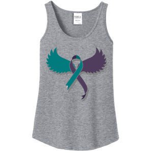 Suicide Prevention Angle Wings Awareness Ribbon Ladies Essential Tank