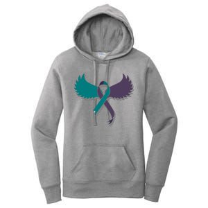 Suicide Prevention Angle Wings Awareness Ribbon Women's Pullover Hoodie