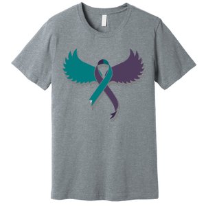 Suicide Prevention Angle Wings Awareness Ribbon Premium T-Shirt