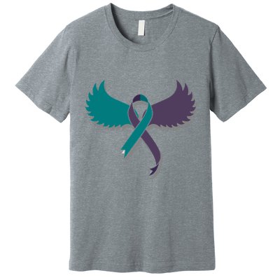 Suicide Prevention Angle Wings Awareness Ribbon Premium T-Shirt