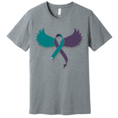 Suicide Prevention Angle Wings Awareness Ribbon Premium T-Shirt