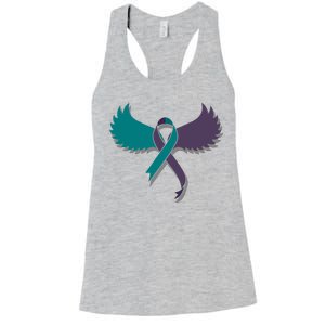 Suicide Prevention Angle Wings Awareness Ribbon Women's Racerback Tank