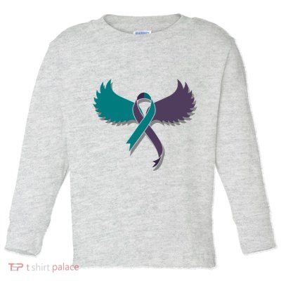Suicide Prevention Angle Wings Awareness Ribbon Toddler Long Sleeve Shirt