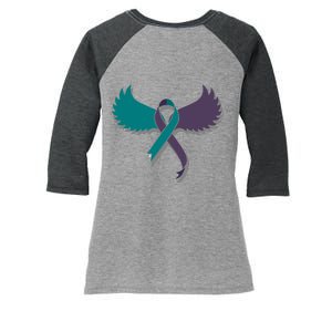 Suicide Prevention Angle Wings Awareness Ribbon Women's Tri-Blend 3/4-Sleeve Raglan Shirt