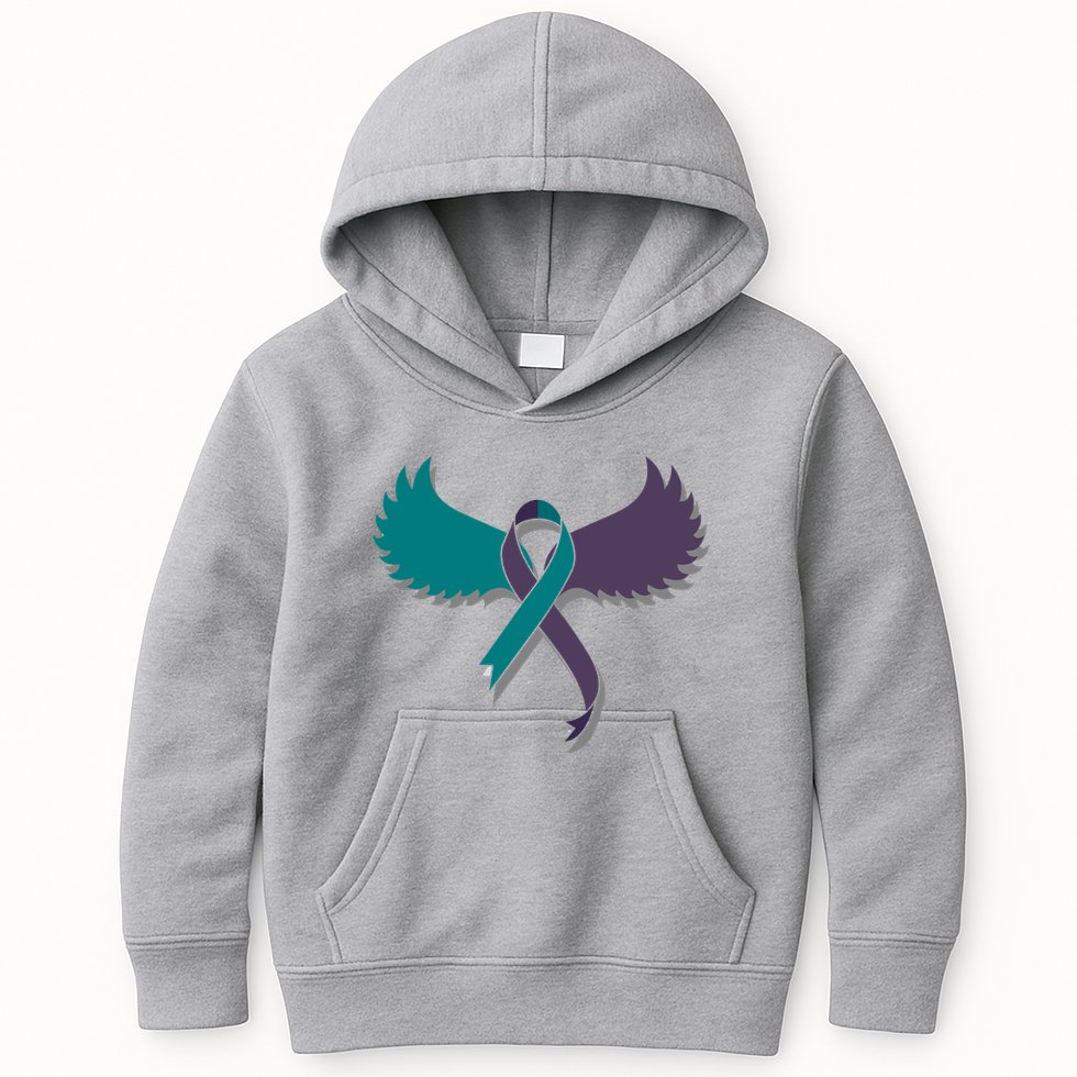 Suicide Prevention Angle Wings Awareness Ribbon Kids Hoodie