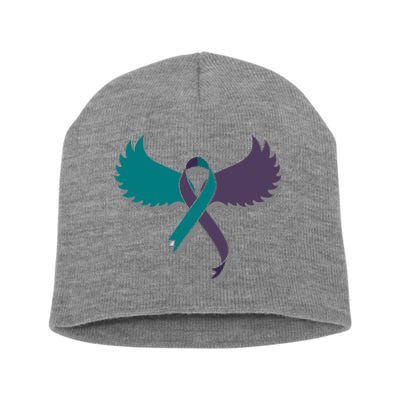 Suicide Prevention Angle Wings Awareness Ribbon Short Acrylic Beanie