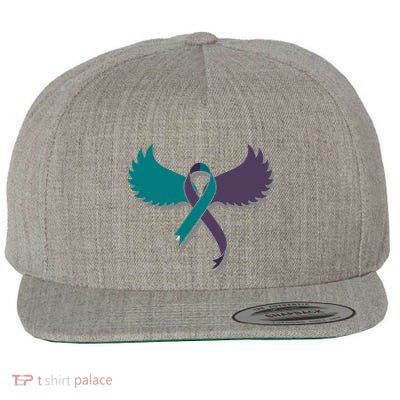 Suicide Prevention Angle Wings Awareness Ribbon Wool Snapback Cap