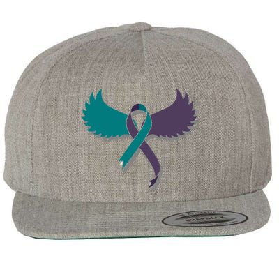 Suicide Prevention Angle Wings Awareness Ribbon Wool Snapback Cap