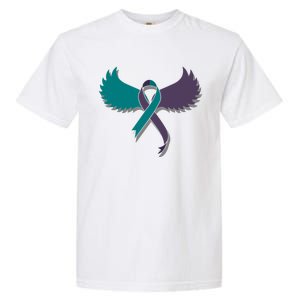 Suicide Prevention Angle Wings Awareness Ribbon Garment-Dyed Heavyweight T-Shirt