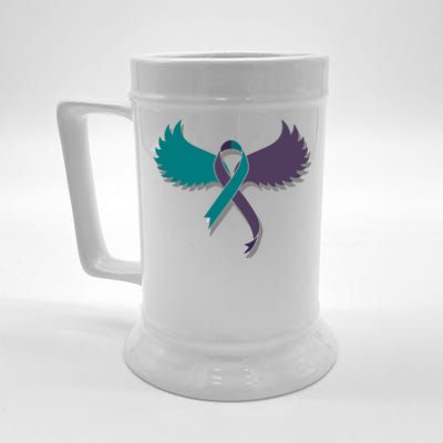 Suicide Prevention Angle Wings Awareness Ribbon Beer Stein