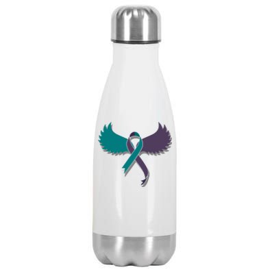 Suicide Prevention Angle Wings Awareness Ribbon Stainless Steel Insulated Water Bottle