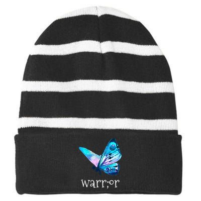 Suicide Prevention Awareness Striped Beanie with Solid Band