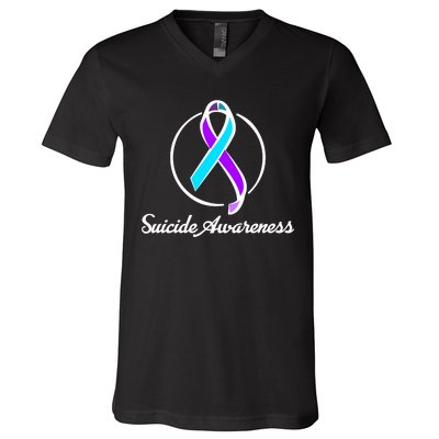 Suicide Prevention Awareness Ribbon V-Neck T-Shirt