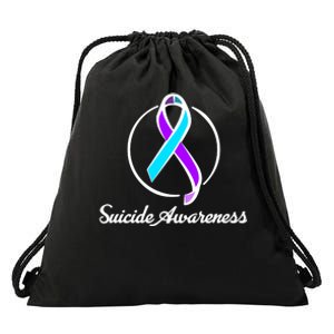 Suicide Prevention Awareness Ribbon Drawstring Bag