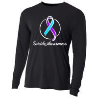 Suicide Prevention Awareness Ribbon Cooling Performance Long Sleeve Crew