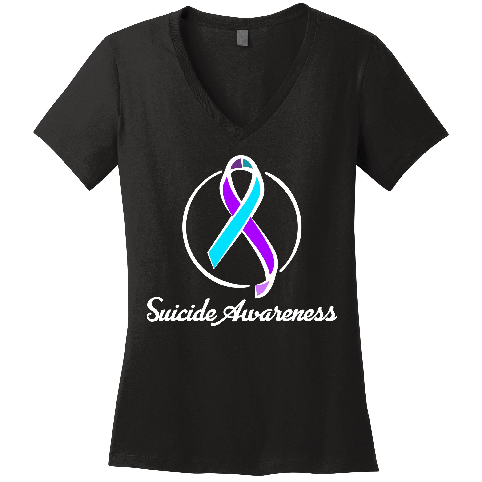 Suicide Prevention Awareness Ribbon Women's V-Neck T-Shirt