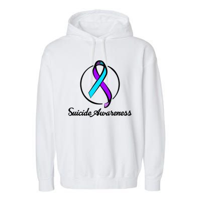 Suicide Prevention Awareness Ribbon Garment-Dyed Fleece Hoodie