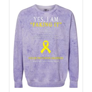 Suicide Prevention Faking It Quote Colorblast Crewneck Sweatshirt