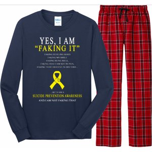 Suicide Prevention Faking It Quote Long Sleeve Pajama Set