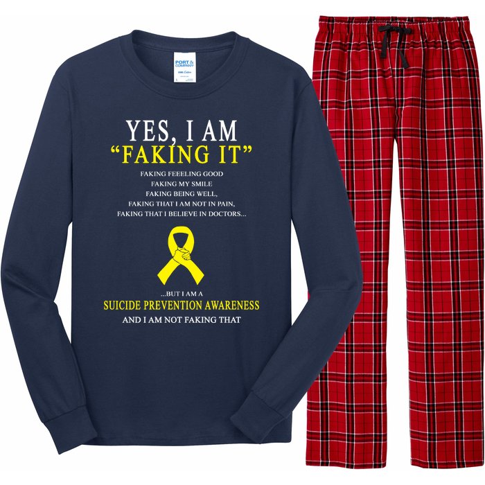 Suicide Prevention Faking It Quote Long Sleeve Pajama Set