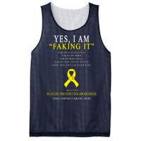 Suicide Prevention Faking It Quote Mesh Reversible Basketball Jersey Tank