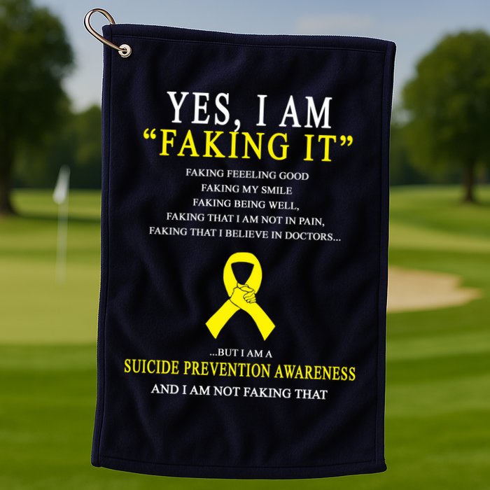 Suicide Prevention Faking It Quote Golf Towel