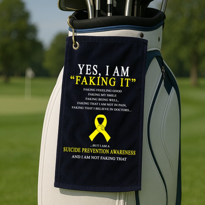 Suicide Prevention Faking It Quote Golf Towel