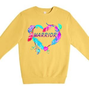 Suicide Prevention Warrior Feather Heart Support Premium Crewneck Sweatshirt