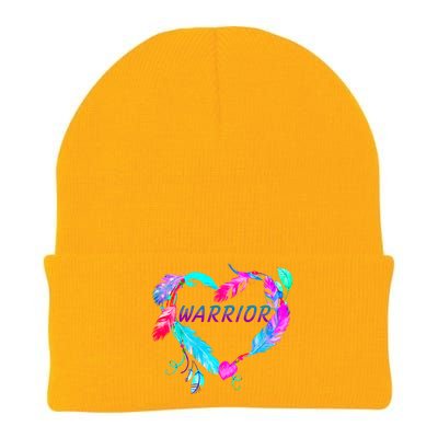 Suicide Prevention Warrior Feather Heart Support Knit Cap Winter Beanie