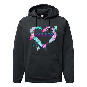 Suicide Prevention Warrior Feather Heart Support Performance Fleece Hoodie