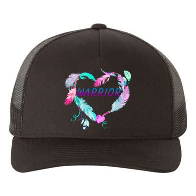 Suicide Prevention Warrior Feather Heart Support Yupoong Adult 5-Panel Trucker Hat