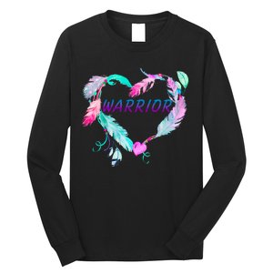 Suicide Prevention Warrior Feather Heart Support Long Sleeve Shirt