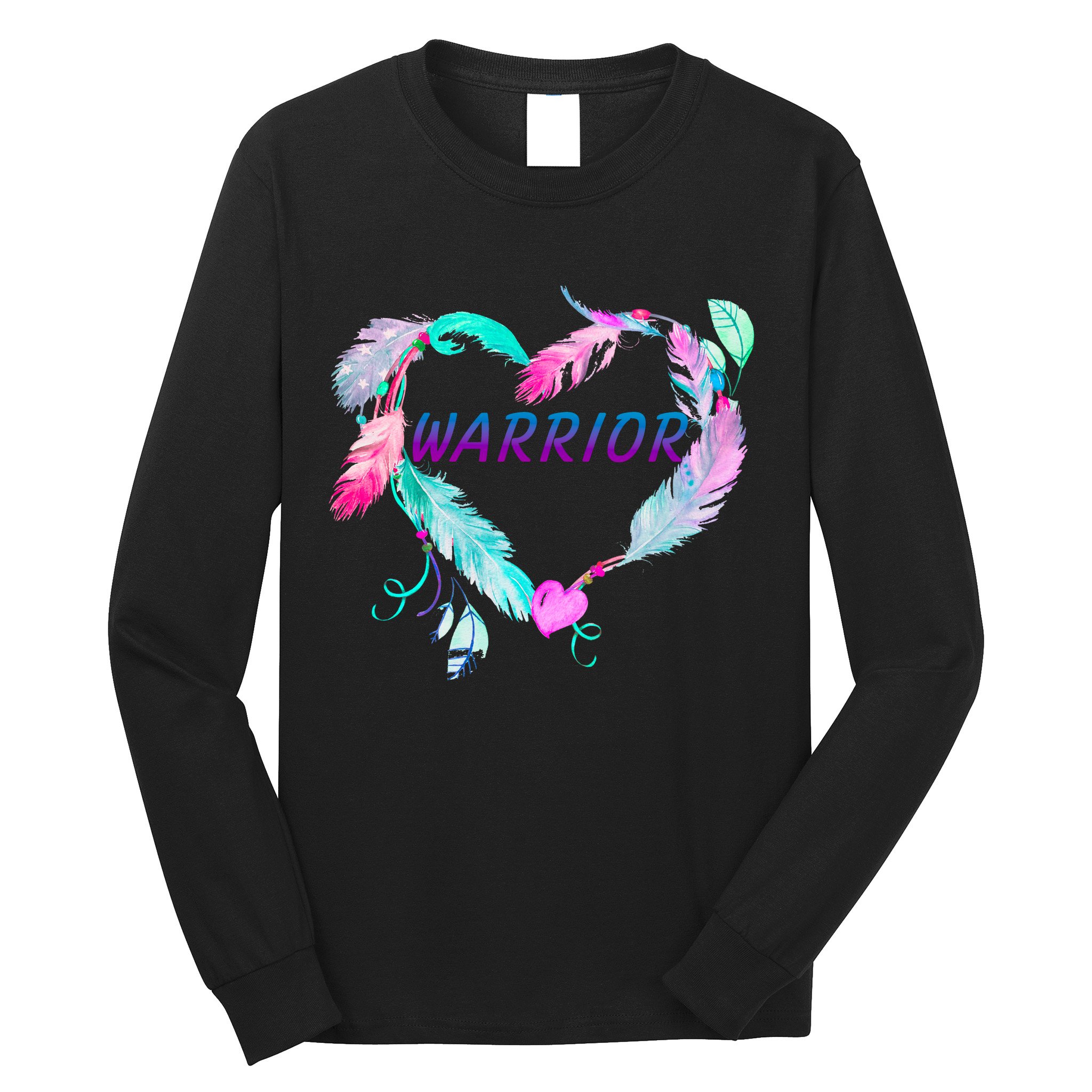 Suicide Prevention Warrior Feather Heart Support Long Sleeve Shirt