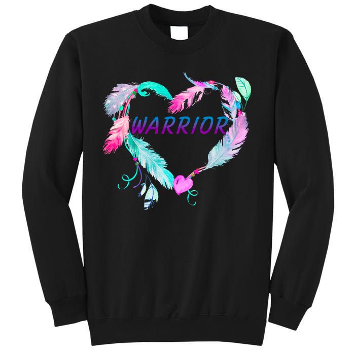 Suicide Prevention Warrior Feather Heart Support Sweatshirt