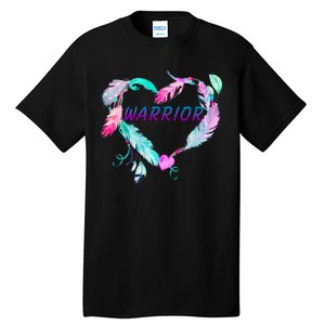 Suicide Prevention Warrior Feather Heart Support Tall T-Shirt