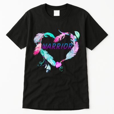 Suicide Prevention Warrior Feather Heart Support Tall T-Shirt