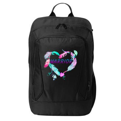 Suicide Prevention Warrior Feather Heart Support City Backpack