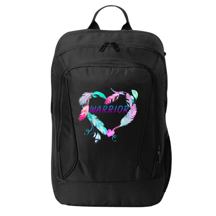 Suicide Prevention Warrior Feather Heart Support City Backpack